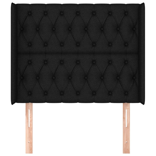 Kopfteil mit Ohren Schwarz 103x16x118/128 cm Stoff