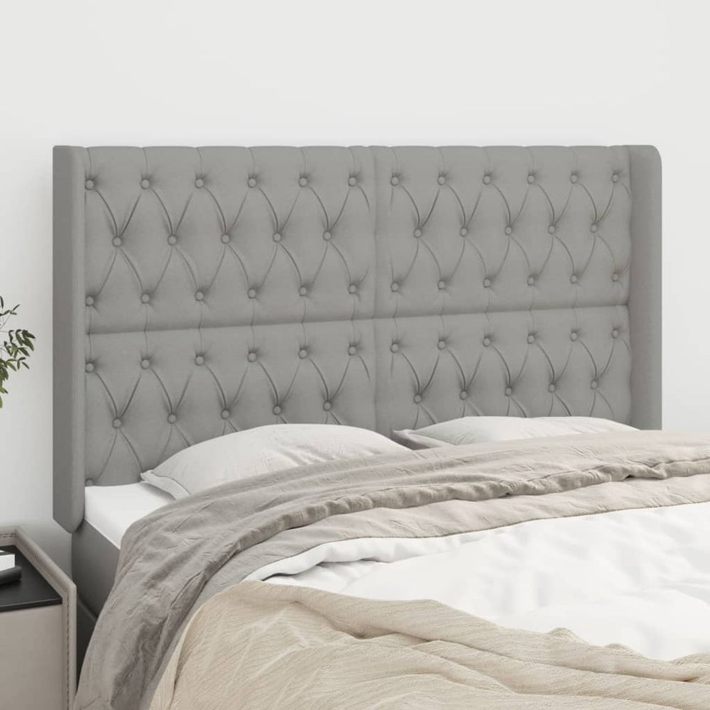vidaXL Tête de lit avec oreilles gris clair 147x16x118/128 cm Tissu
