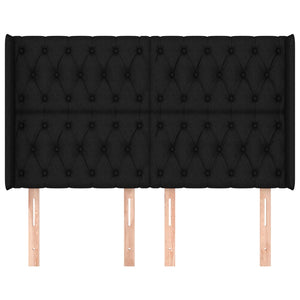 Kopfteil mit Ohren Schwarz 147x16x118/128 cm Stoff