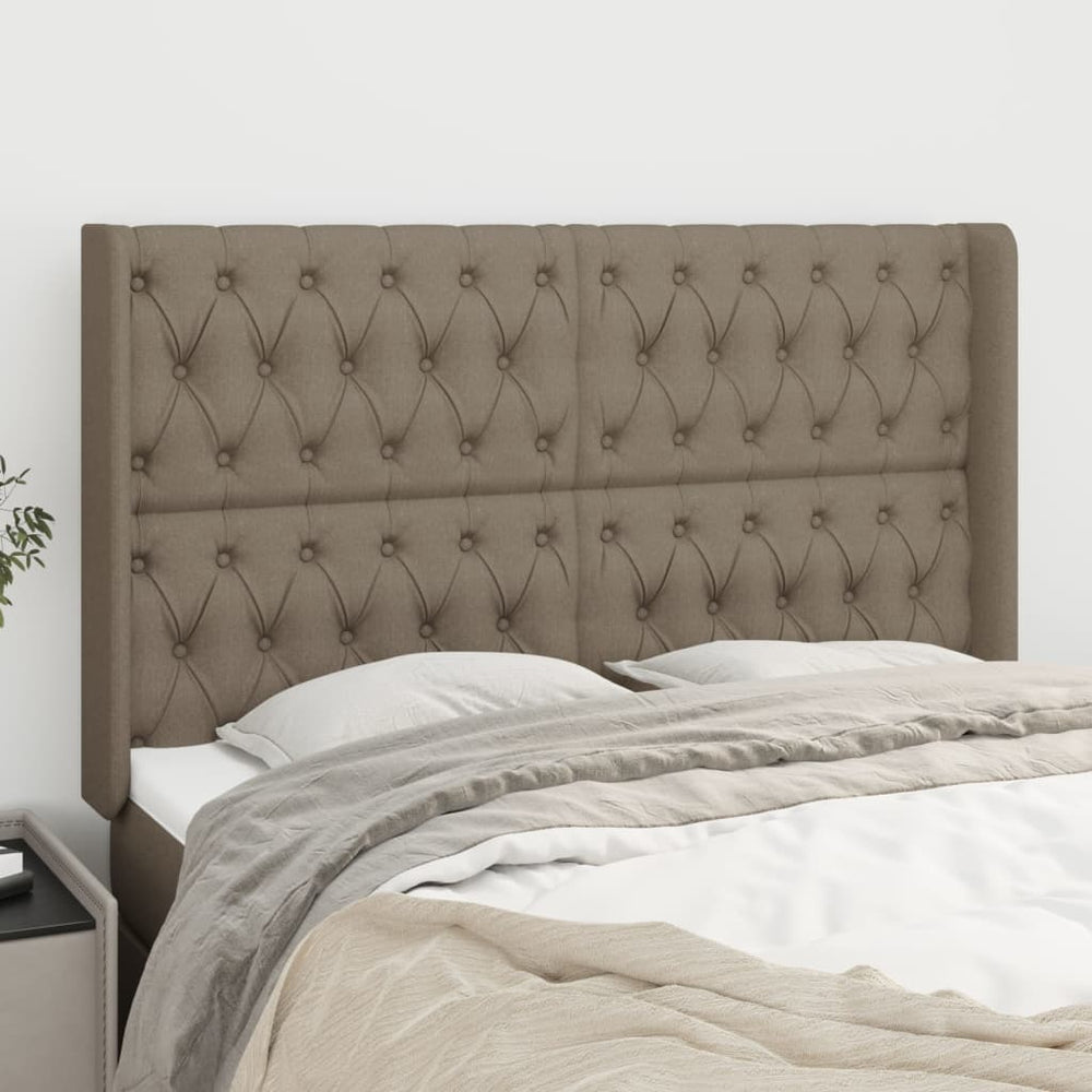 vidaXL Tête de lit à oreilles taupe 147x16x118/128 cm tissu