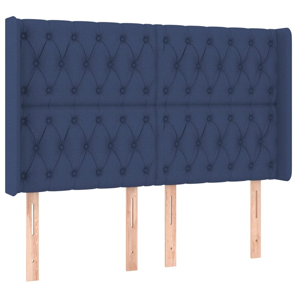 vidaXL Tête de lit à oreilles bleue 147x16x118/128 cm Tissu
