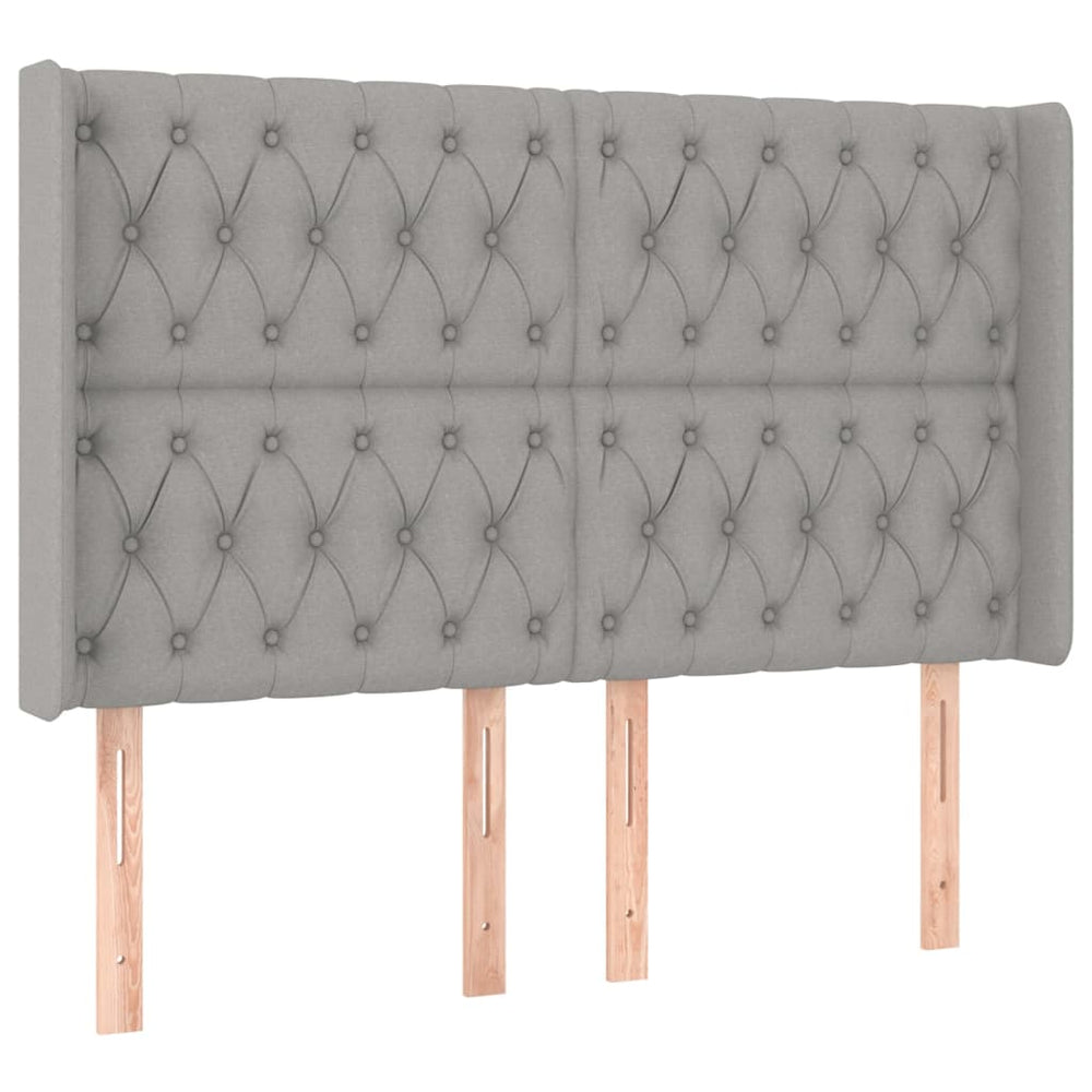 vidaXL Tête de lit à oreilles Gris clair 163x16x118/128 cm Tissu