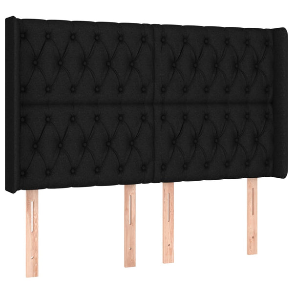 Kopfteil mit Ohren Schwarz 163x16x118/128 cm Stoff
