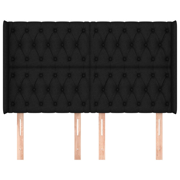 Kopfteil mit Ohren Schwarz 163x16x118/128 cm Stoff