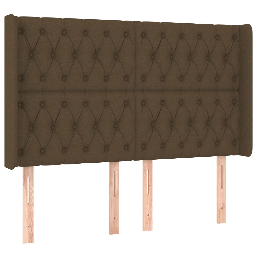 vidaXL Tête de lit à oreilles Marron foncé 163x16x118/128 cm Tissu