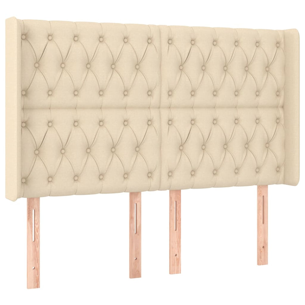 vidaXL Tête de lit à oreilles Crème 163x16x118/128 cm Tissu