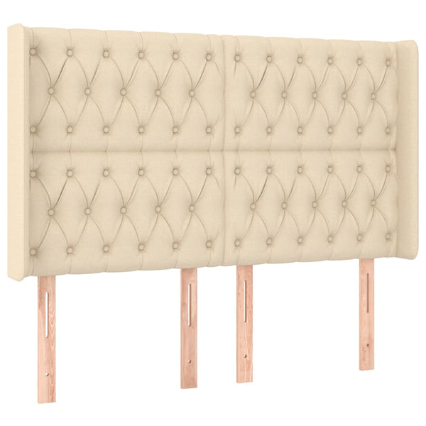 Kopfteil mit Ohren Creme 163x16x118/128 cm Stoff