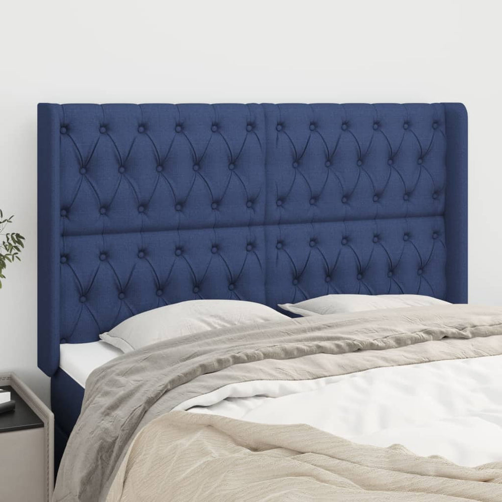 vidaXL Tête de lit avec Oreilles Bleu 163x16x118/128 cm Tissu
