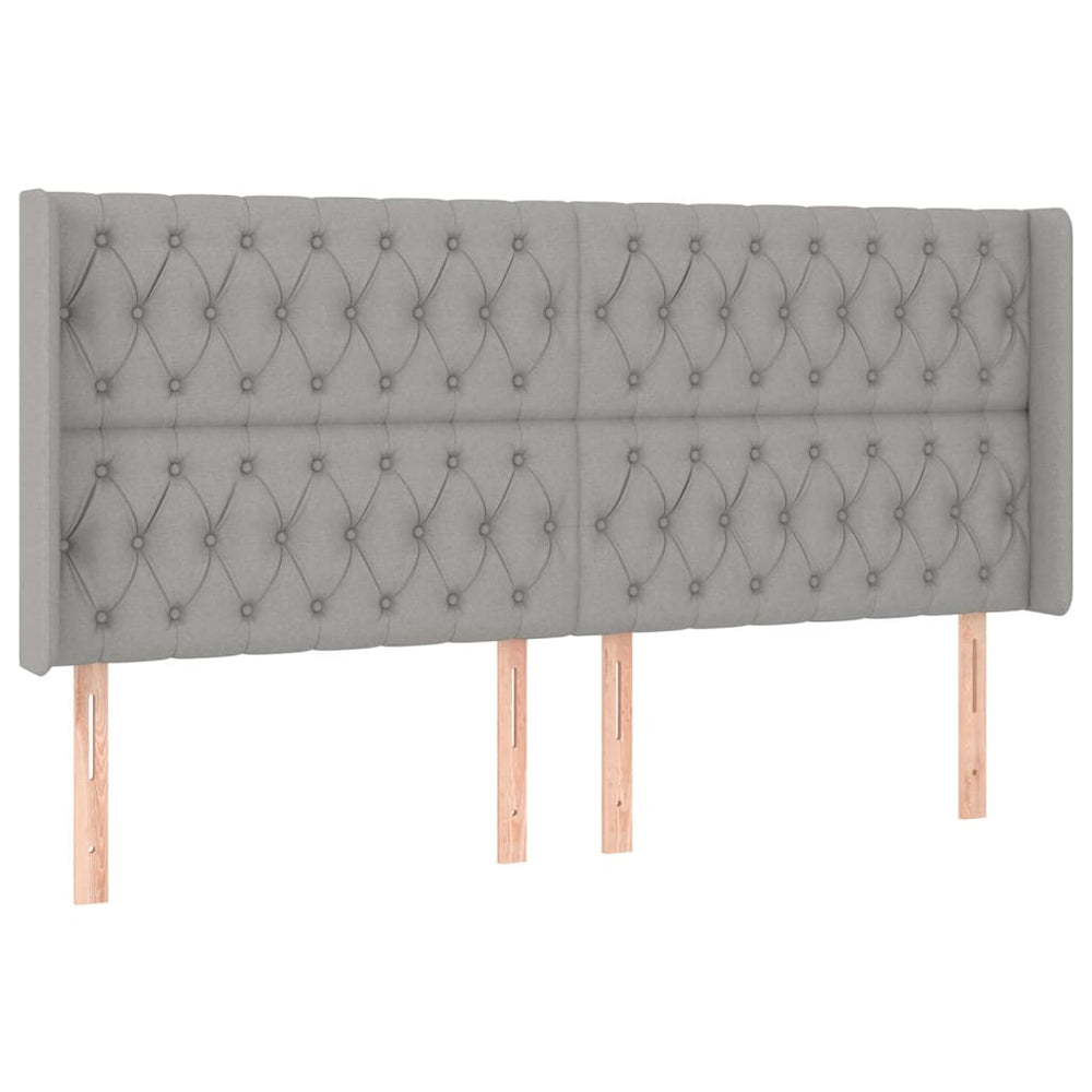 vidaXL Tête de lit à oreilles Gris clair 183x16x118/128 cm Tissu