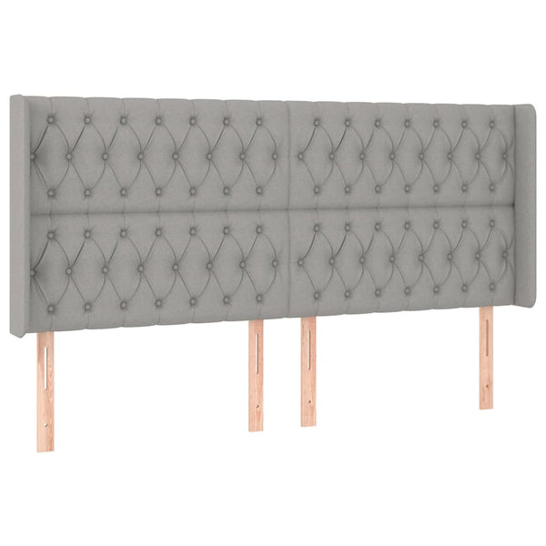 Kopfteil mit Ohren Hellgrau 183x16x118/128 cm Stoff