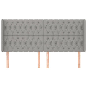 Kopfteil mit Ohren Hellgrau 183x16x118/128 cm Stoff