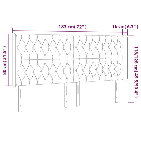 Kopfteil mit Ohren Schwarz 183x16x118/128 cm Stoff