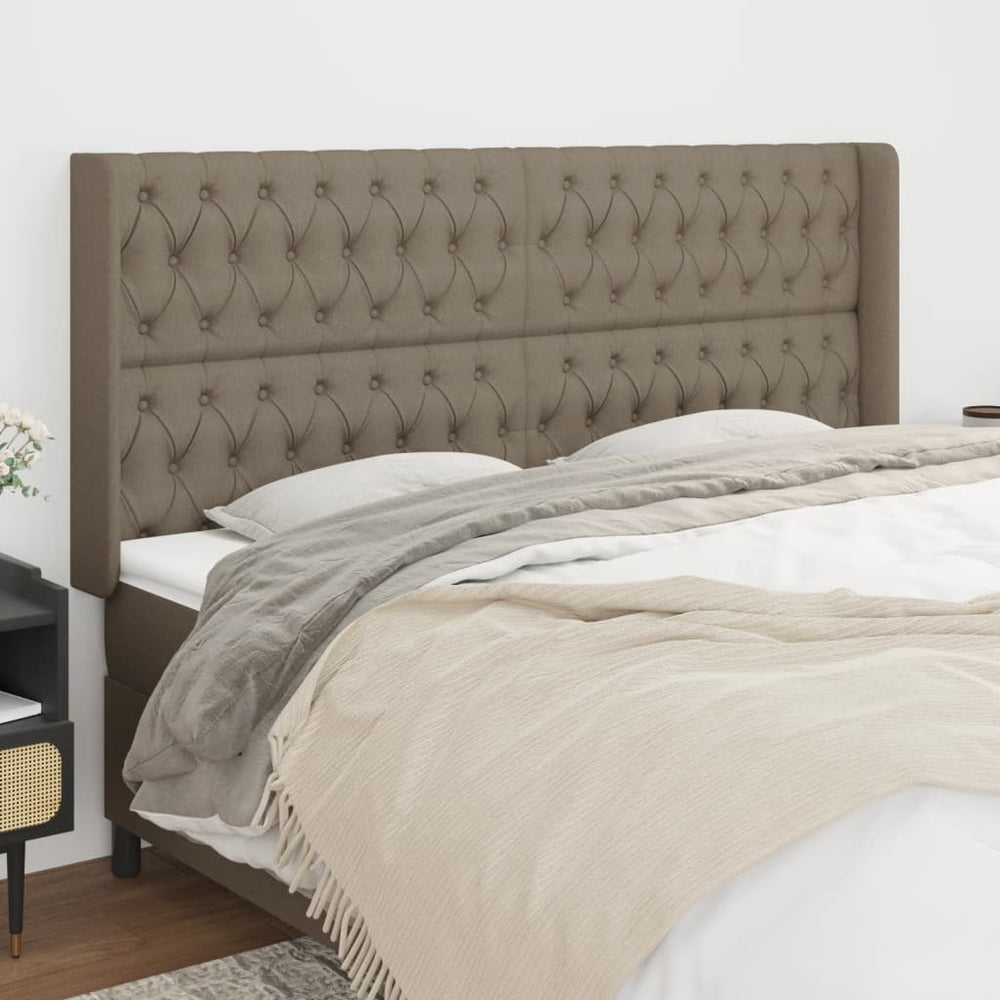 vidaXL Tête de lit à oreilles taupe 183x16x118/128 cm tissu