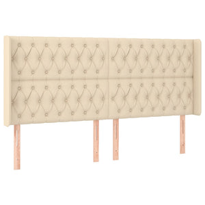 Kopfteil mit Ohren Creme 183x16x118/128 cm Stoff