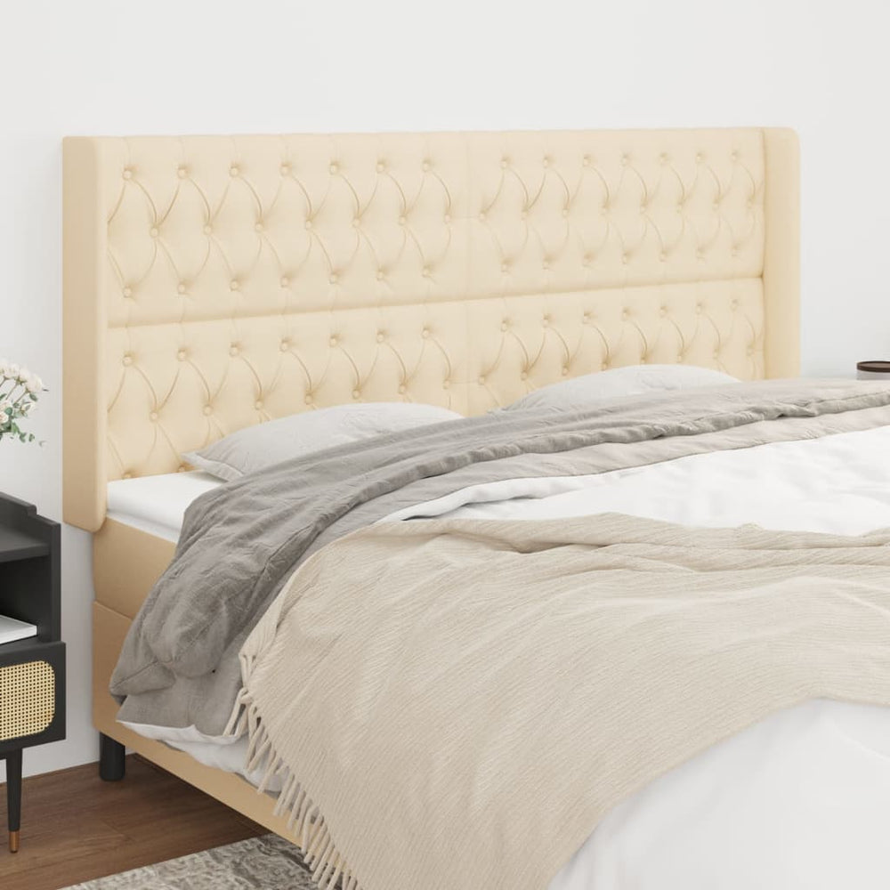 vidaXL Tête de lit à oreilles Crème 183x16x118/128 cm Tissu