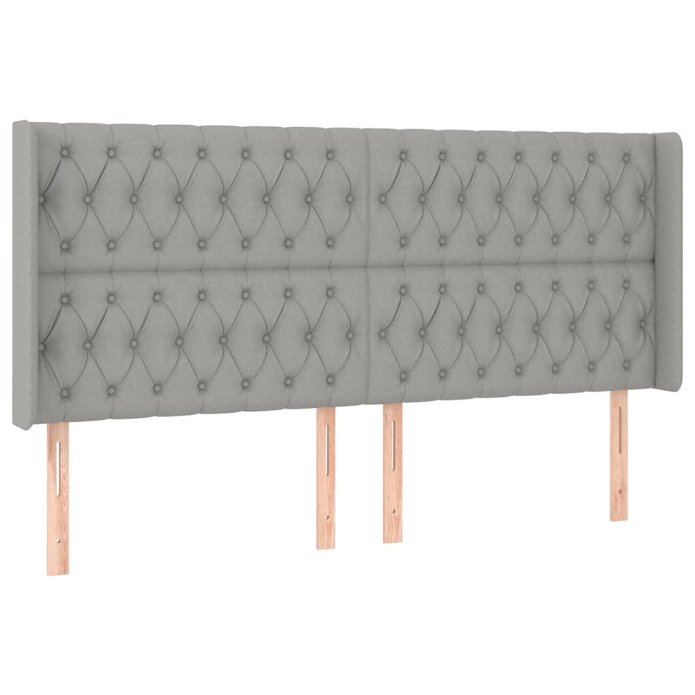 vidaXL Tête de lit à oreilles Gris clair 203x16x118/128 cm Tissu