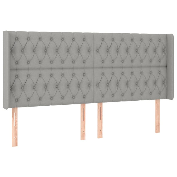 Kopfteil mit Ohren Hellgrau 203x16x118/128 cm Stoff