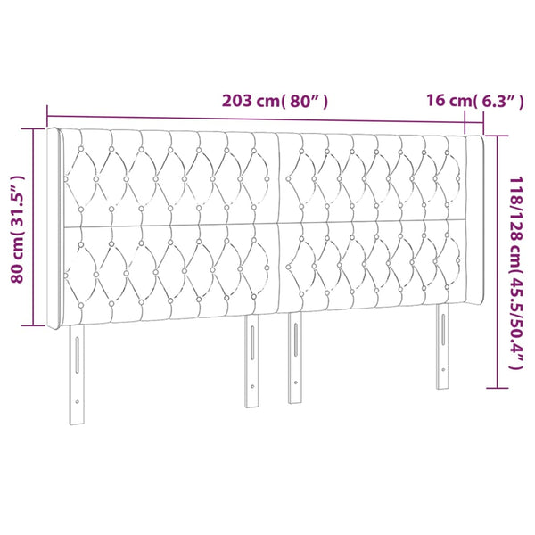 Kopfteil mit Ohren Hellgrau 203x16x118/128 cm Stoff
