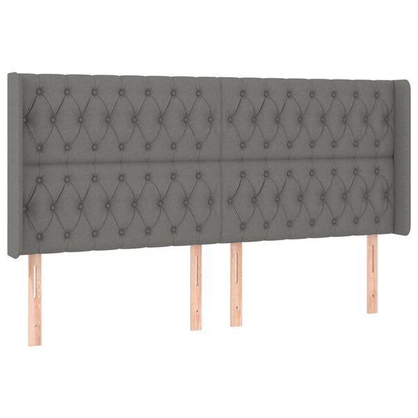 Kopfteil mit Ohren Dunkelgrau 203x16x118/128 cm Stoff