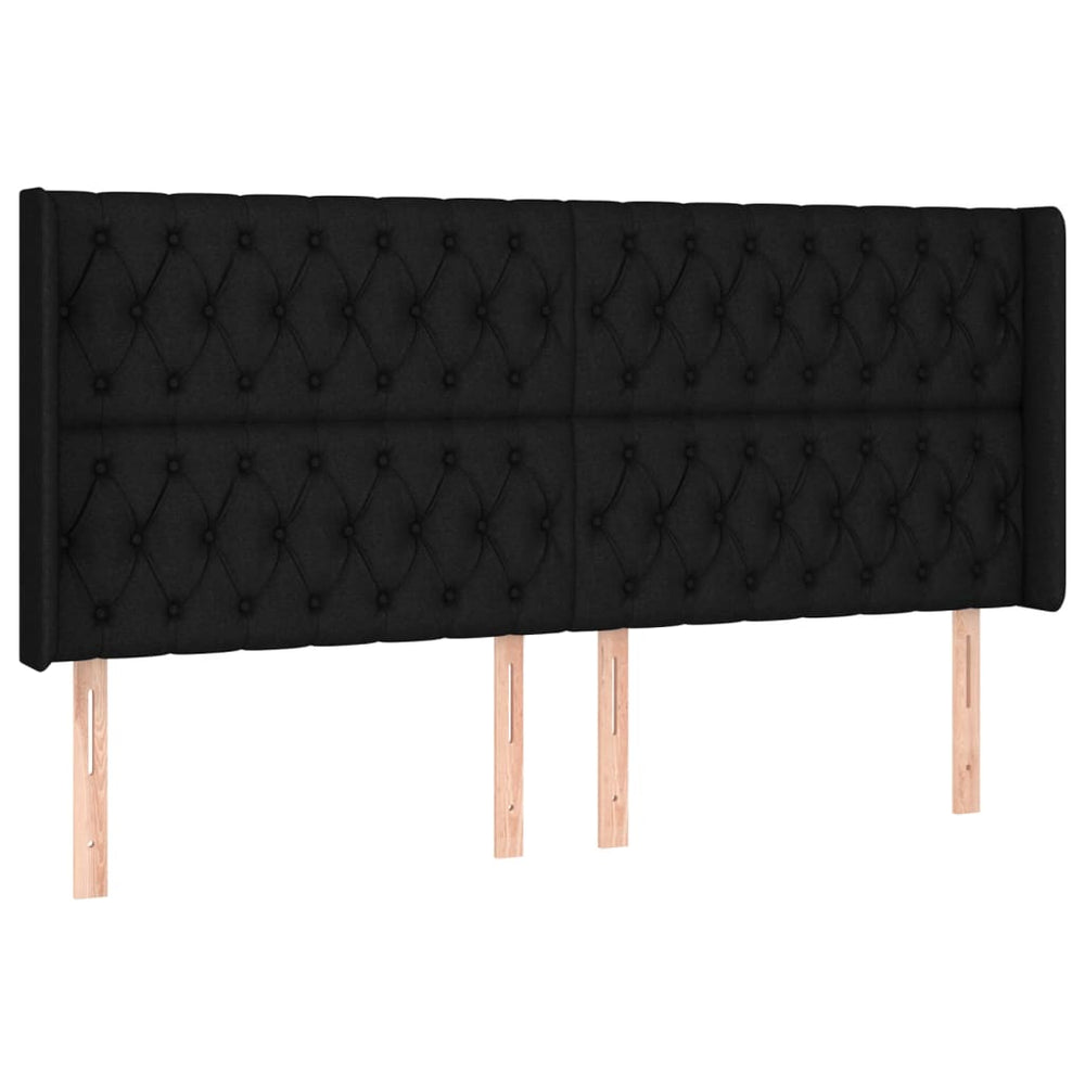 vidaXL Tête de lit à oreilles Noir 203x16x118/128 cm Tissu