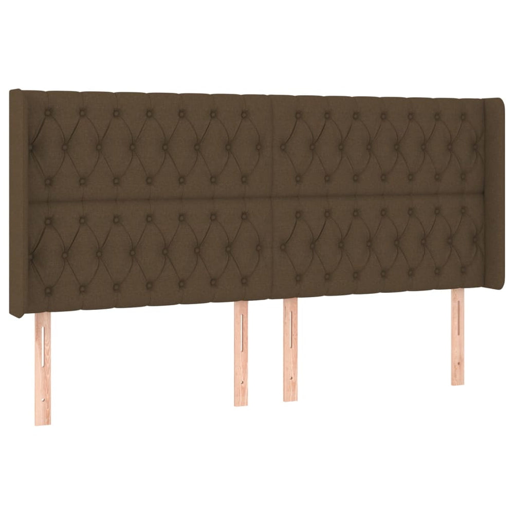 vidaXL Tête de lit à oreilles Marron foncé 203x16x118/128 cm Tissu