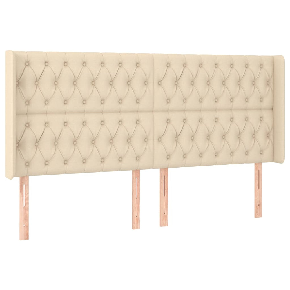 vidaXL Tête de lit avec oreilles crème 203x16x118/128 cm Tissu