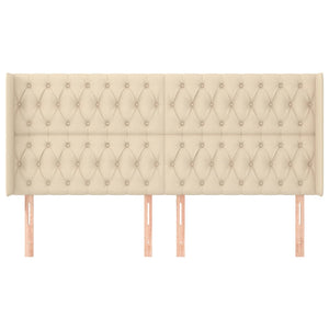 Kopfteil mit Ohren Creme 203x16x118/128 cm Stoff