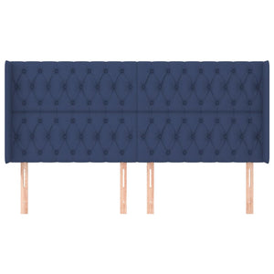 Kopfteil mit Ohren Blau 203x16x118/128 cm Stoff