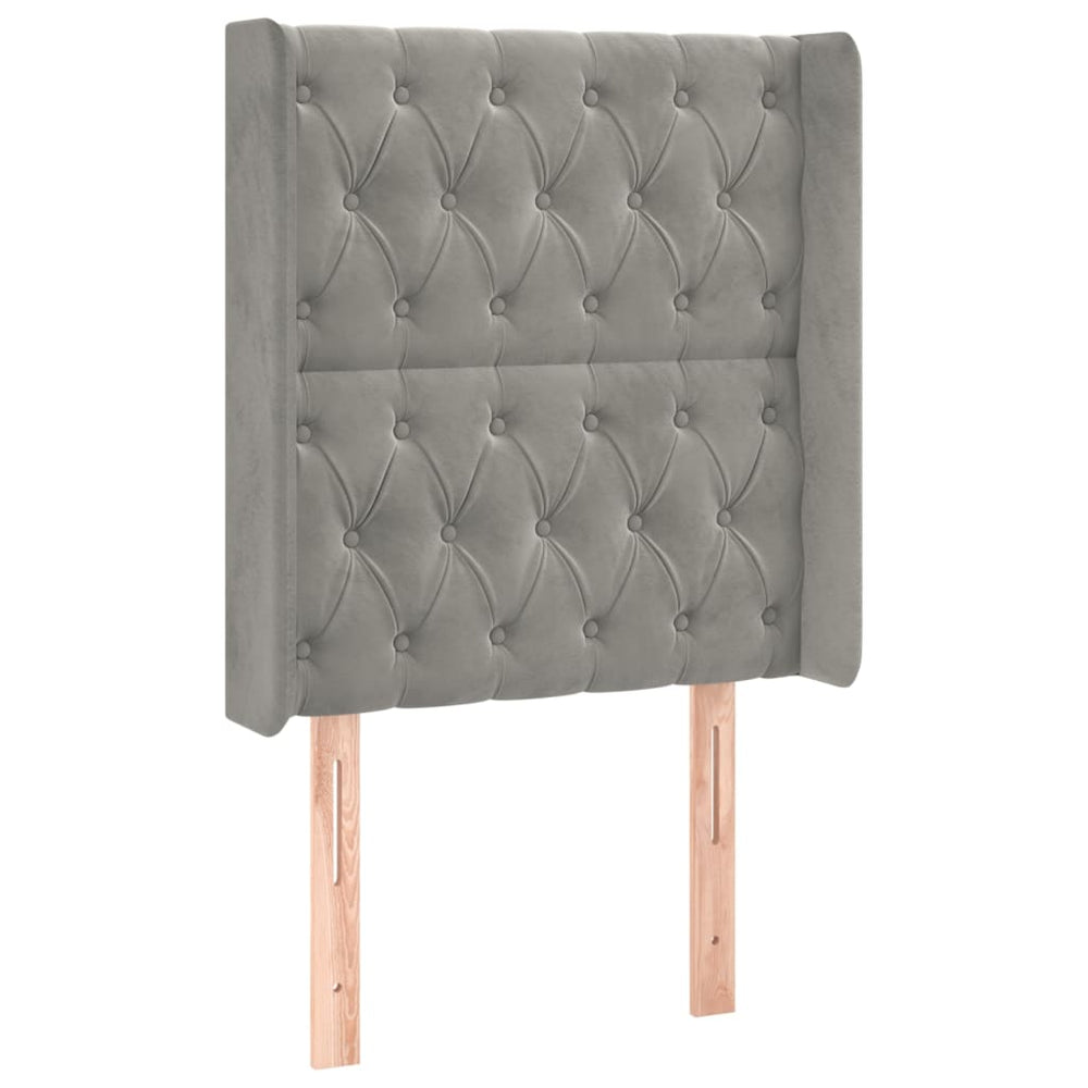 vidaXL Tête de lit à oreilles gris clair 83x16x118/128 cm Velours