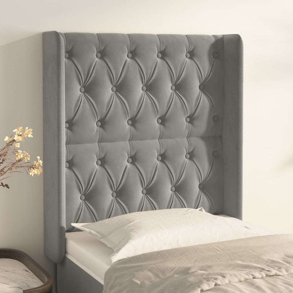 vidaXL Tête de lit à oreilles gris clair 83x16x118/128 cm Velours