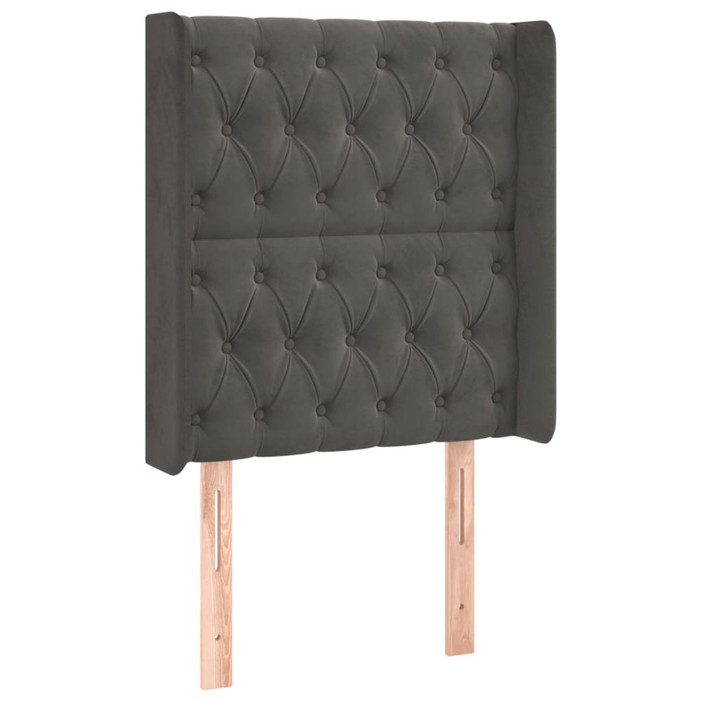 vidaXL Tête de lit à oreilles Gris foncé 83x16x118/128 cm Velours