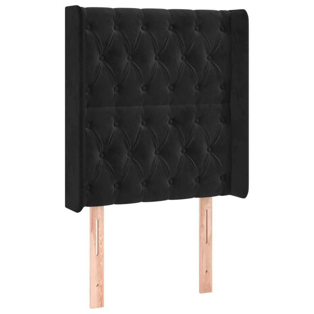 vidaXL Tête de lit à oreilles Noir 83x16x118/128 cm Velours