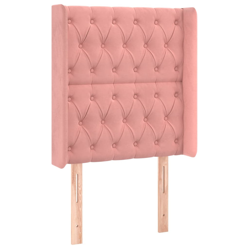 vidaXL Tête de lit à oreilles rose 83x16x118/128 cm velours