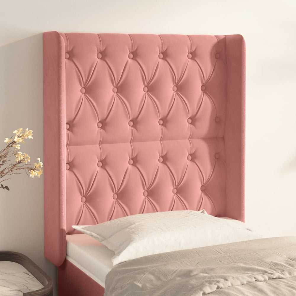 vidaXL Tête de lit à oreilles rose 83x16x118/128 cm velours