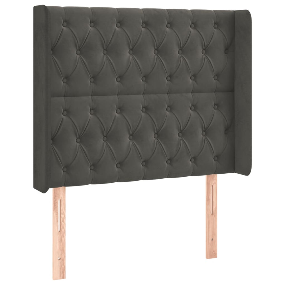 vidaXL Tête de lit à oreilles Gris foncé 93x16x118/128 cm Velours