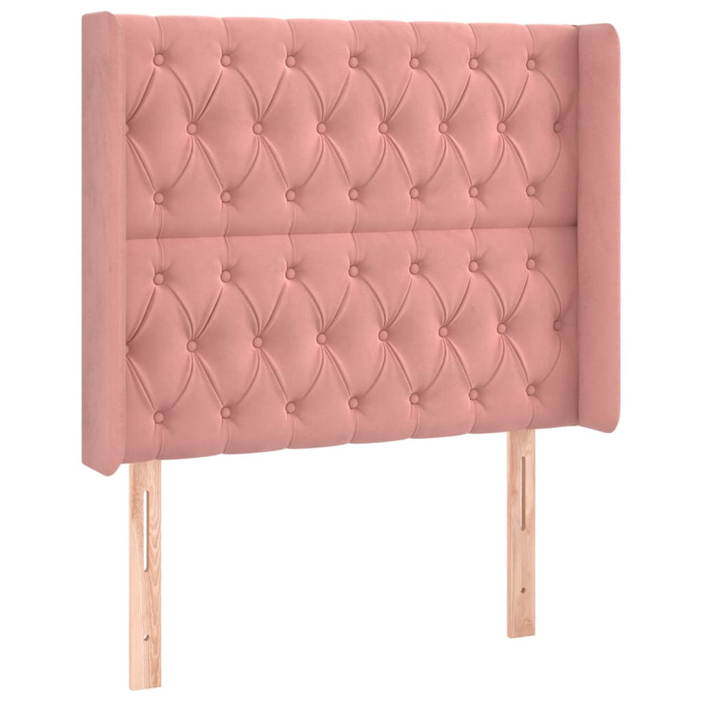 vidaXL Tête de lit à oreilles Rose 93x16x118/128 cm Velours