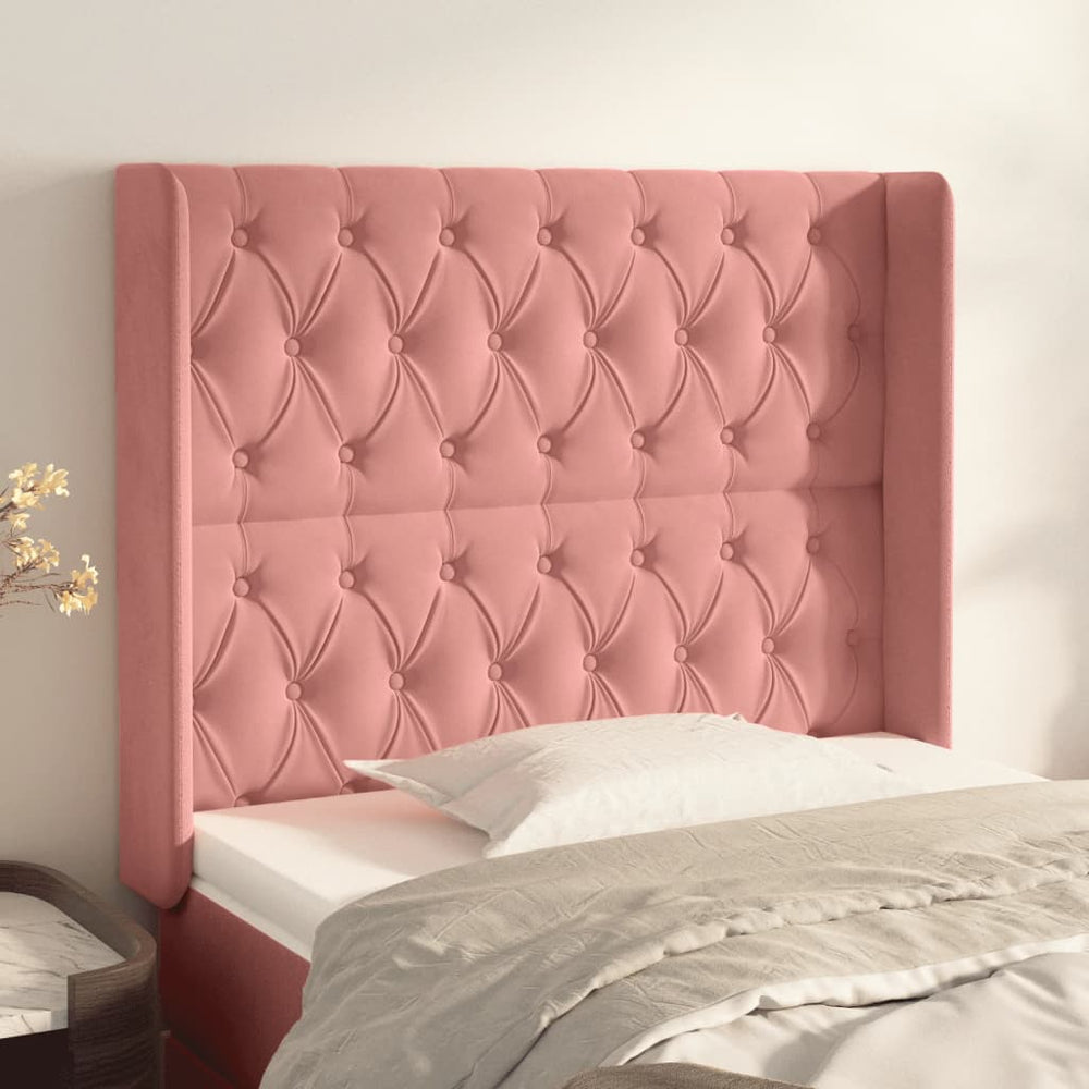 vidaXL Tête de lit à oreilles Rose 93x16x118/128 cm Velours