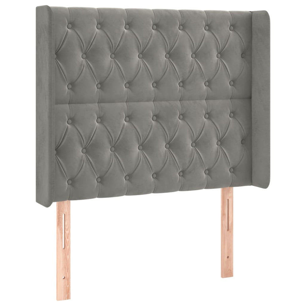 vidaXL Tête de lit à oreilles Gris clair 103x16x118/128 cm Velours