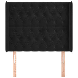 Kopfteil mit Ohren Schwarz 103x16x118/128 cm Samt