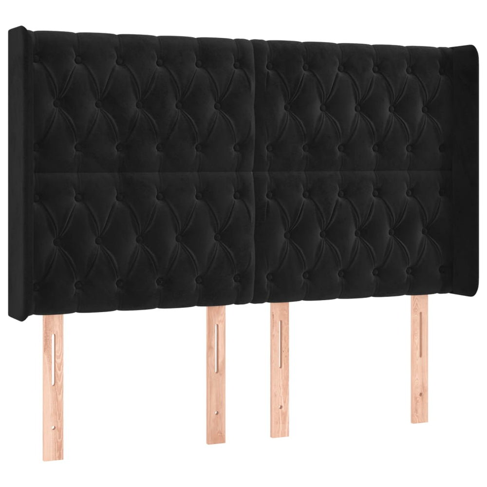 vidaXL Tête de lit à oreilles noire 147x16x118/128 cm Velours