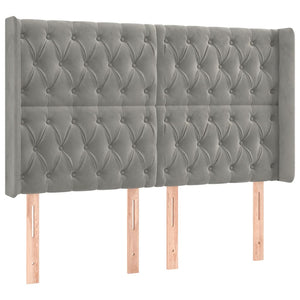 Kopfteil mit Ohren Hellgrau 163x16x118/128 cm Samt