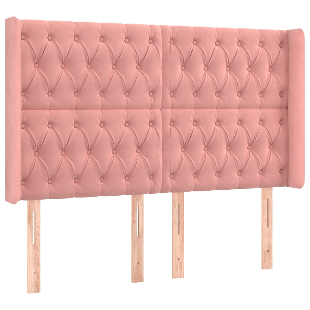 vidaXL Tête de lit à oreilles Rose 163x16x118/128 cm Velours