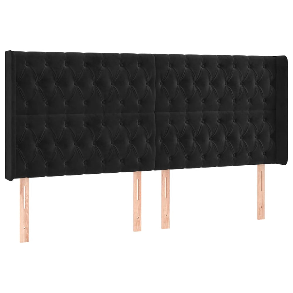 vidaXL Tête de lit à oreilles Noir 183x16x118/128 cm Velours