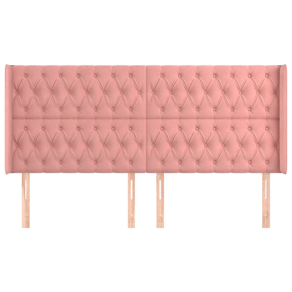 Kopfteil mit Ohren Rosa 183x16x118/128 cm Samt