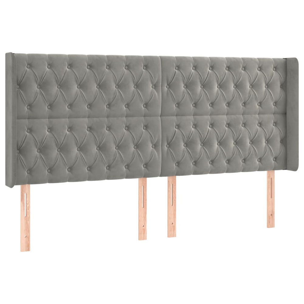 vidaXL Tête de lit à oreilles gris clair 203x16x118/128 cm velours
