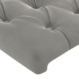 Kopfteil mit Ohren Hellgrau 203x16x118/128 cm Samt