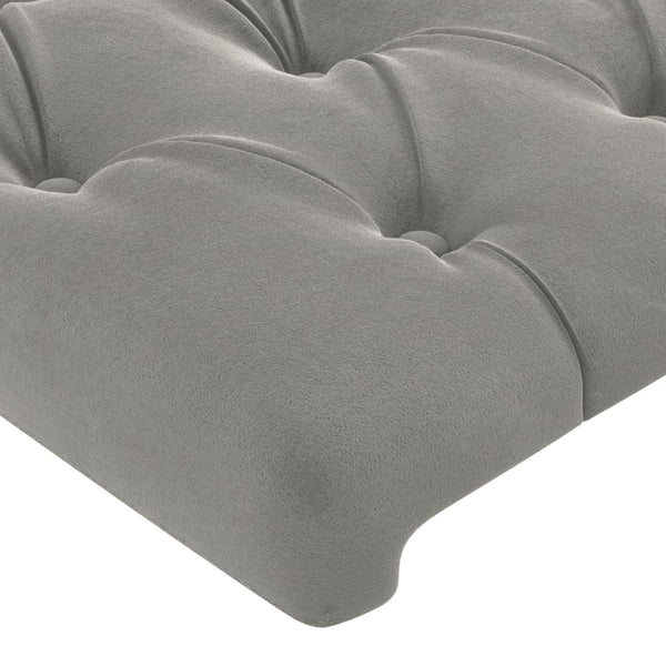 Kopfteil mit Ohren Hellgrau 203x16x118/128 cm Samt