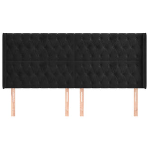 Kopfteil mit Ohren Schwarz 203x16x118/128 cm Samt