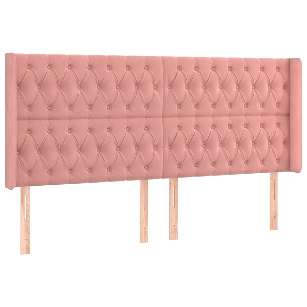 vidaXL Tête de lit avec oreilles rose 203x16x118/128 cm velours