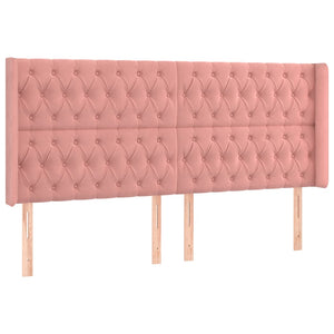Kopfteil mit Ohren Rosa 203x16x118/128 cm Samt
